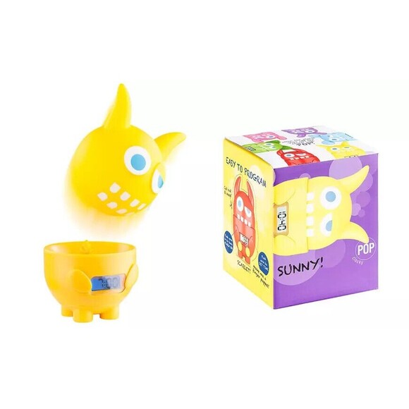 Pop Clocky Pop Monster “SUNNY” Yellow Kids Alarm Clock (Bounces Around) NEW!!! - Picture 3 of 4